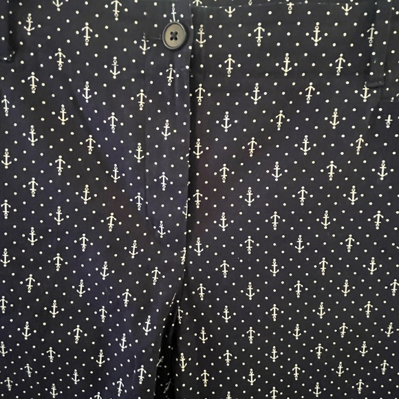 Talbots 14 Navy Blue Anchor Print Bermuda Shorts Preppy Nautical Cotton - Picture 4 of 9